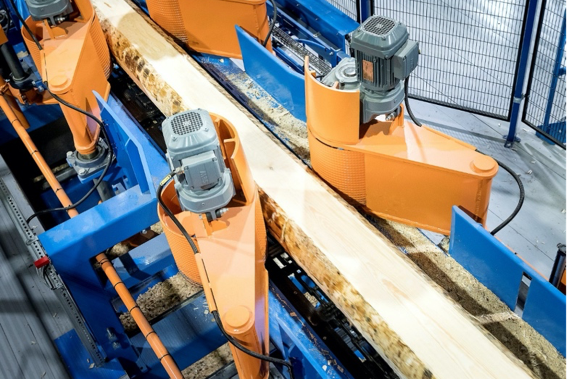 Bird's eye view of log feeder