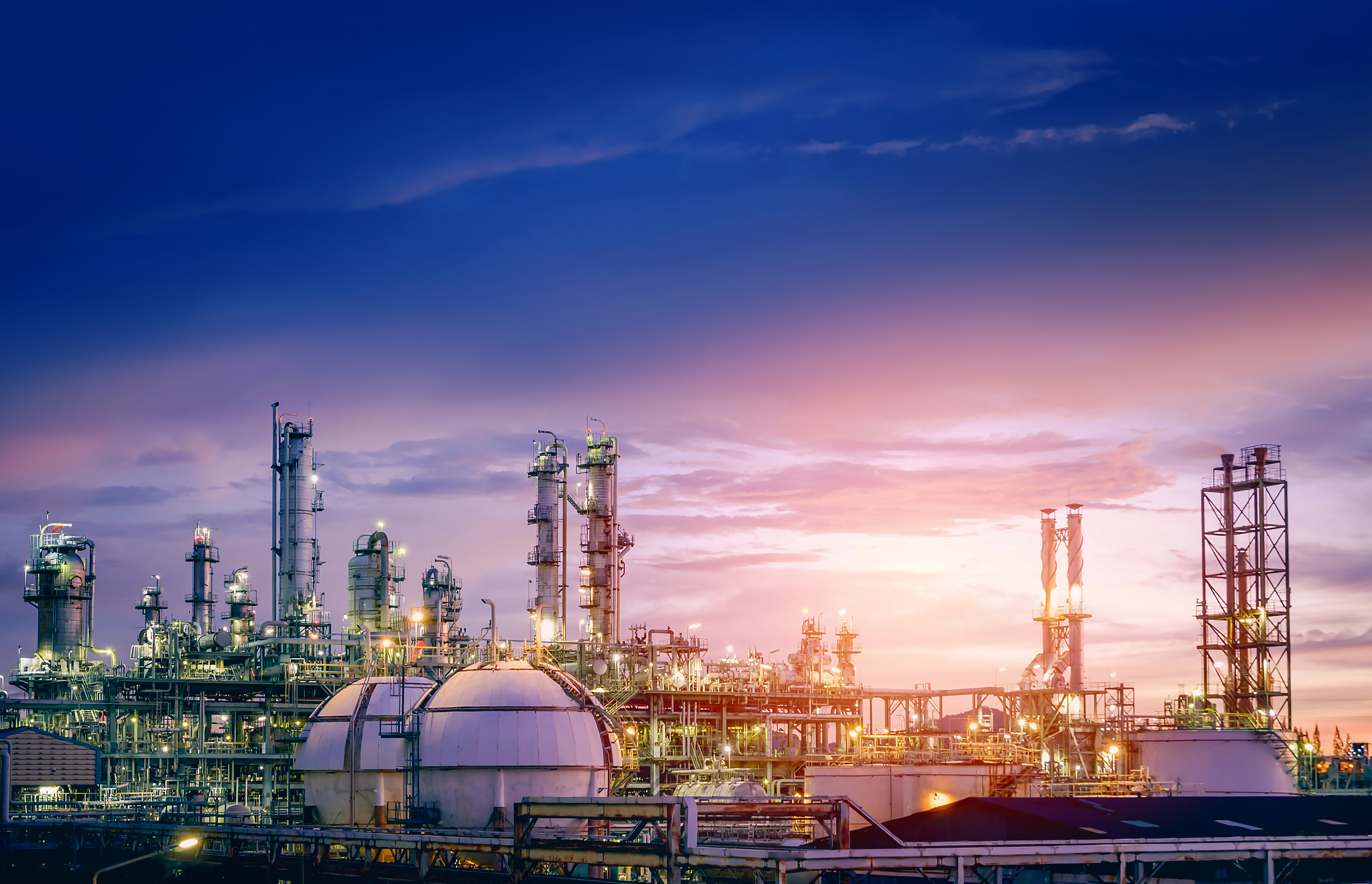 Petrochemical industry on sky sunset background